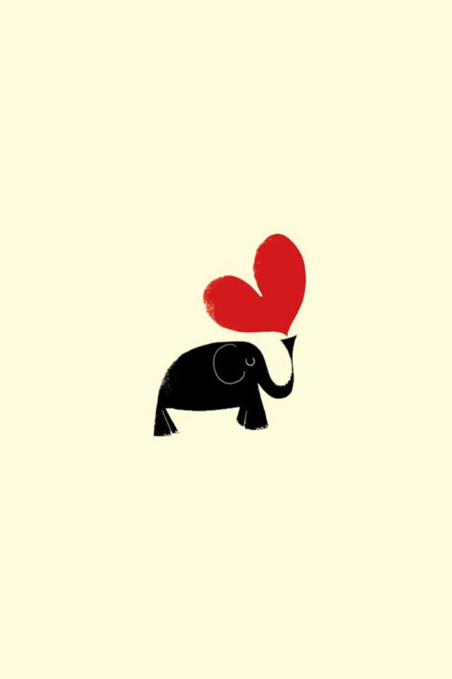 Cute Little Dark Elephant Red Love Heart Drawn Art Android wallpaper