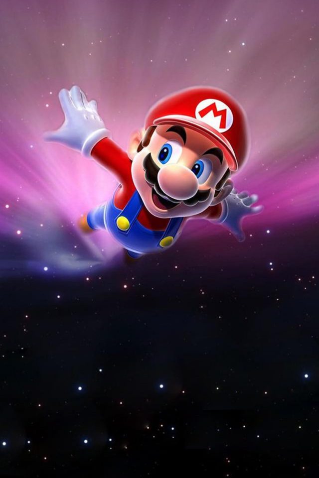 Mario flying in space Mac Android wallpaper