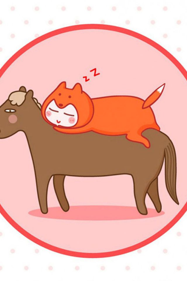 Funny Cat and Horse Sleeping Android wallpaper