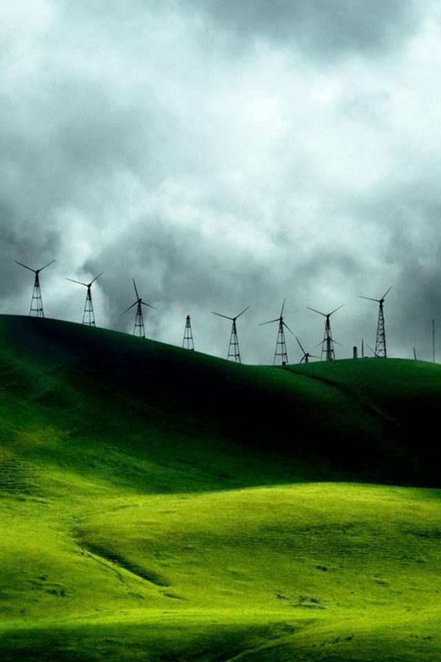 Turbines Landscape Mountains Android wallpaper