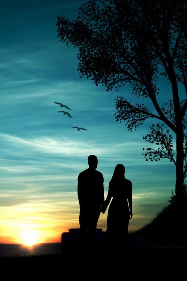 Couple at Sunset Android wallpaper