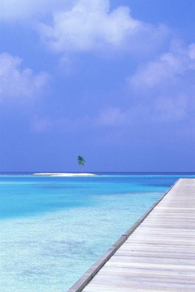 Tropical Island on Beach Android wallpaper