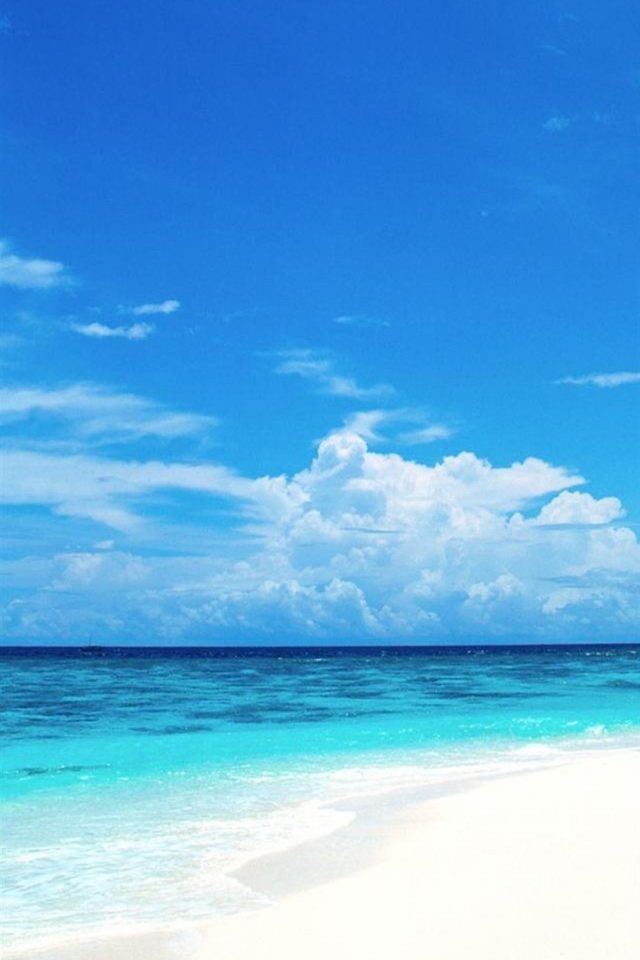 Blue Sea and White Beach Android wallpaper