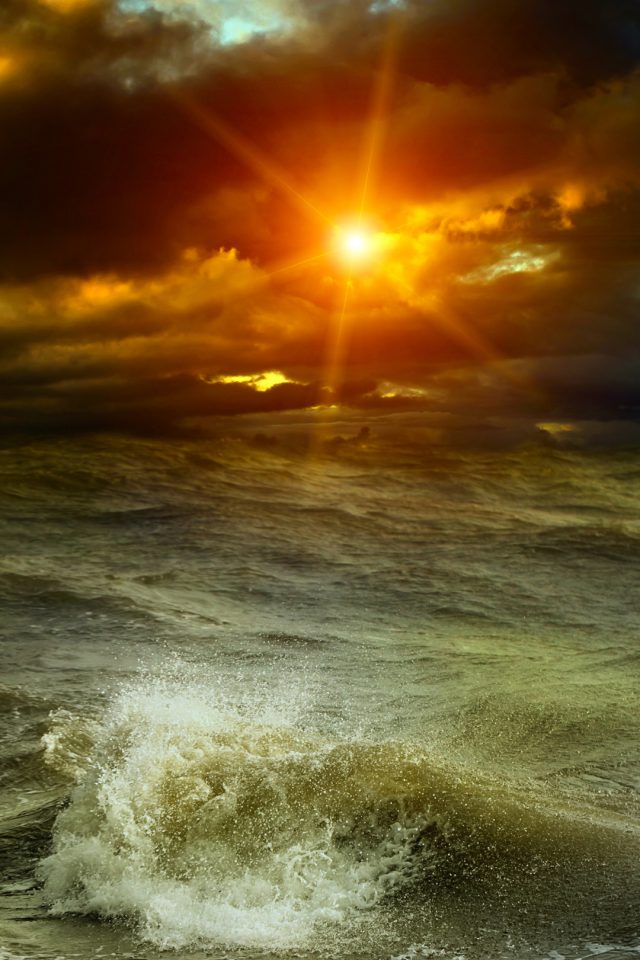 Sunset at sea Flares Android wallpaper