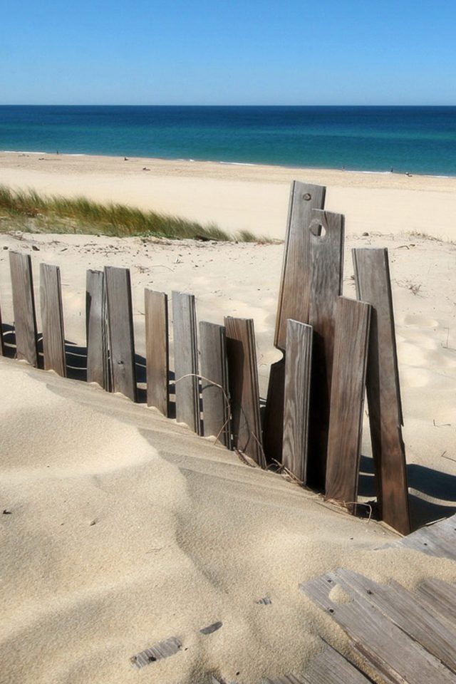 beach fence Android wallpaper