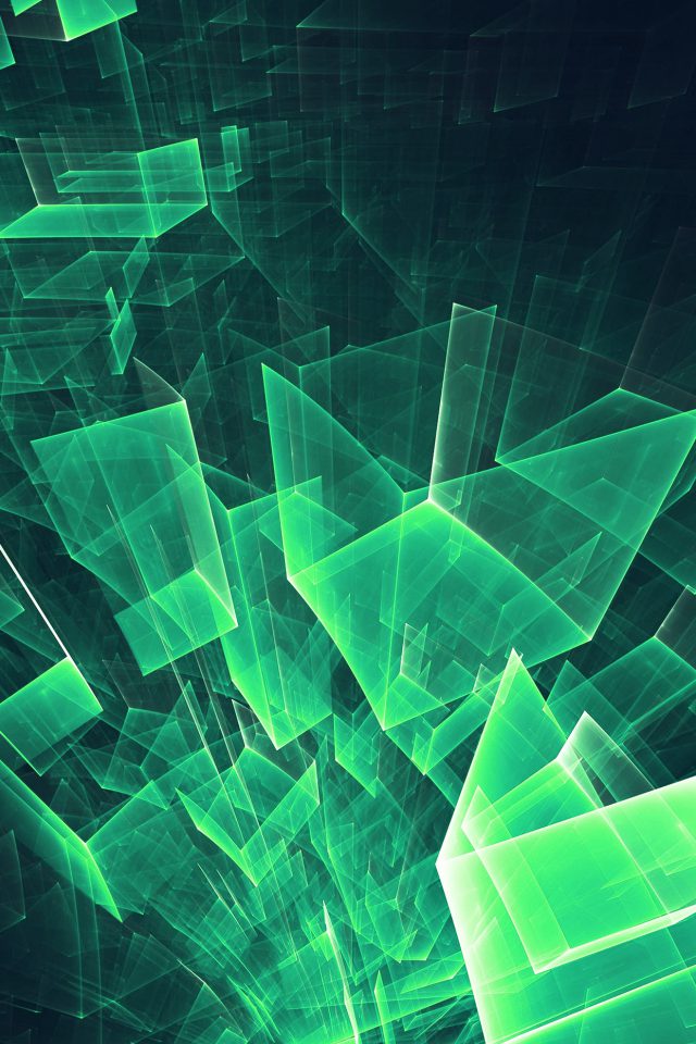 Abstract Blue Green Cube Pattern Android wallpaper