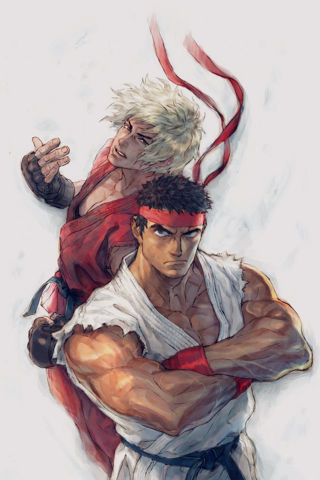 Anime Street Fighters Ryu Ken Art Illust Android wallpaper