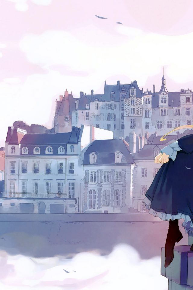 Anime Thinking Girl Lake Illust Art Android wallpaper