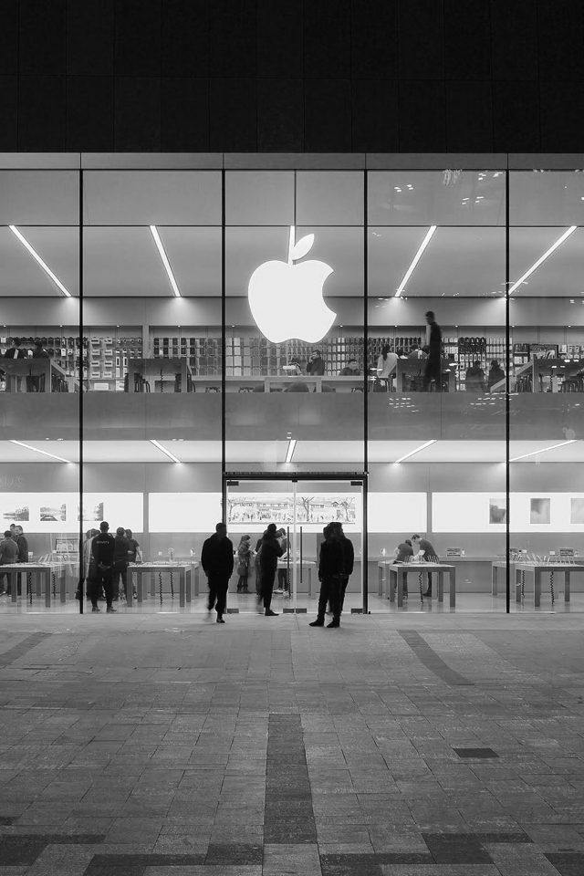 Apple Store Front Bw Dark Architecture City Android wallpaper