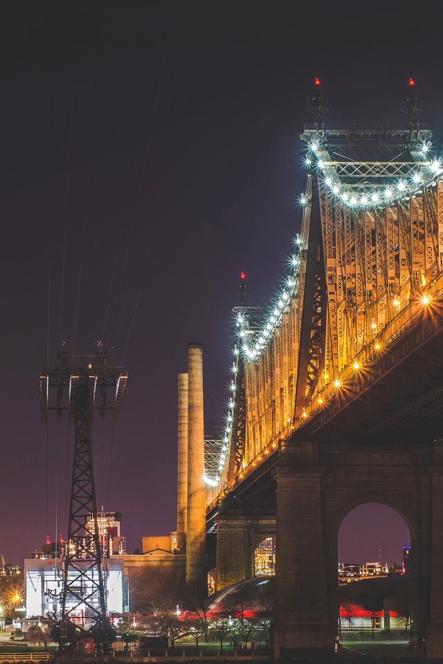 City Night Bridge Light View Android wallpaper