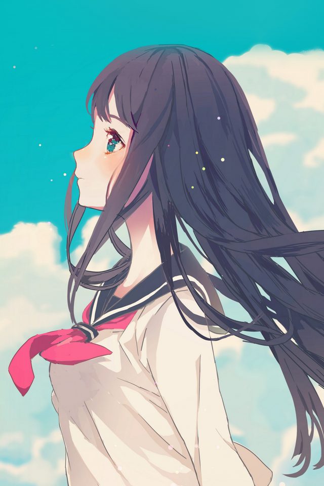 Cute Girl Illustration Anime Sky Android wallpaper
