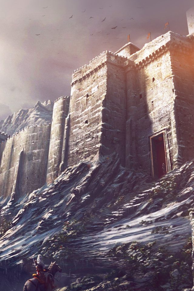 Game Illustration Castle Snow Winter Flare Android wallpaper