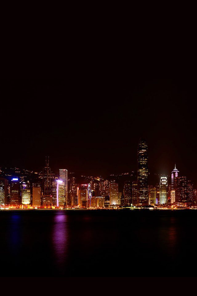 Hongkong Skyline City Dark Art Android wallpaper