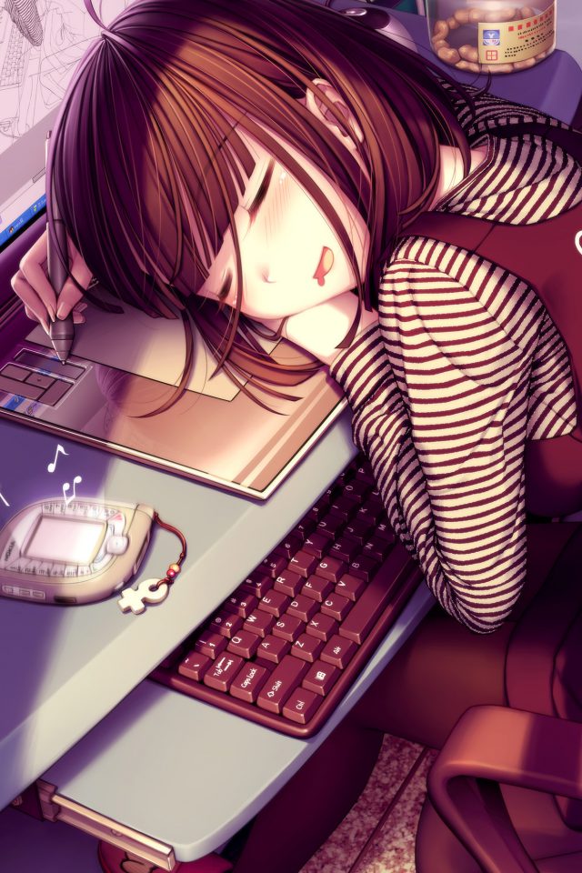 Illustor Anime Art Girl Sleepin Android wallpaper