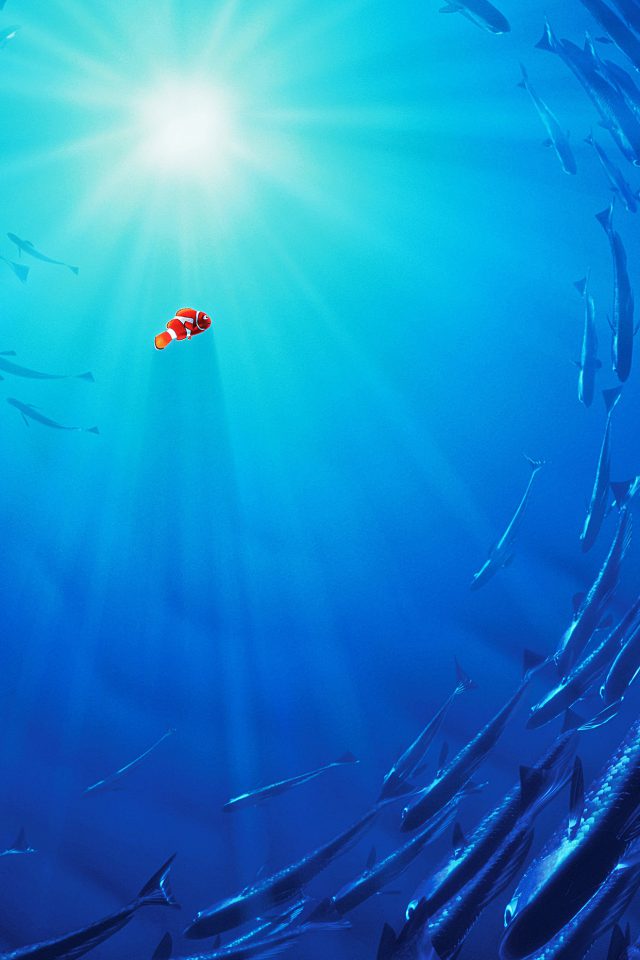 Nemo Disney Film Anime Sea Illustration Art Blue Android wallpaper
