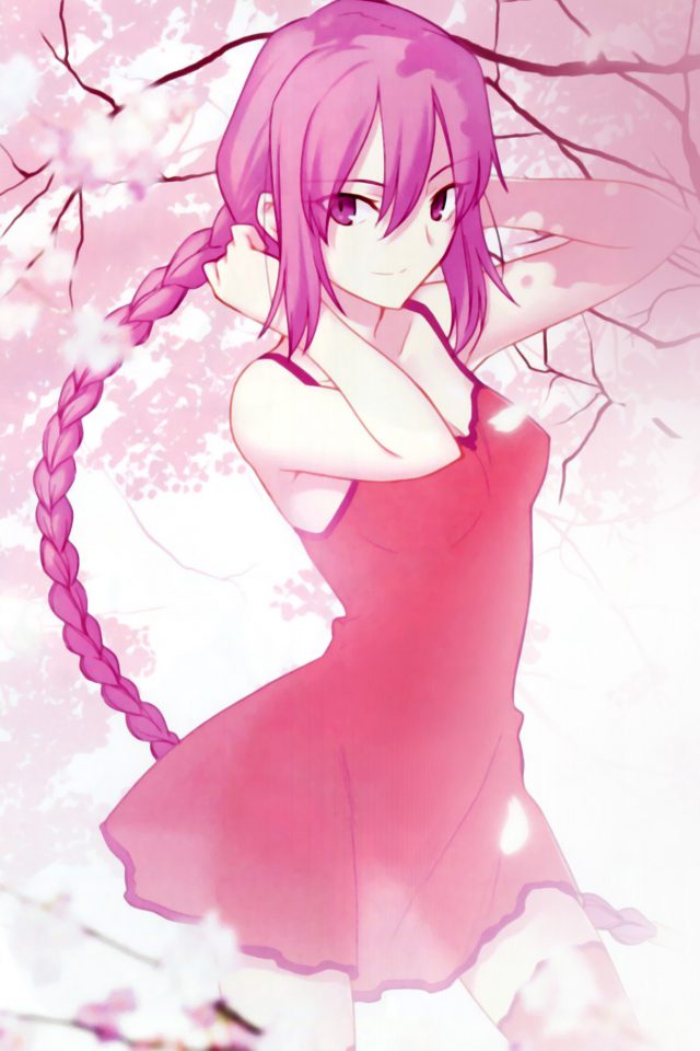 Pink Girl Anime Art Illustration Flower Blossom Android wallpaper