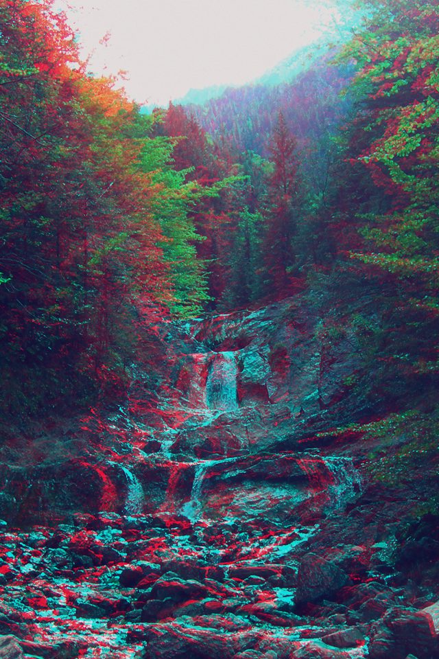 Anaglyph Mountain Green Nature Art Android wallpaper