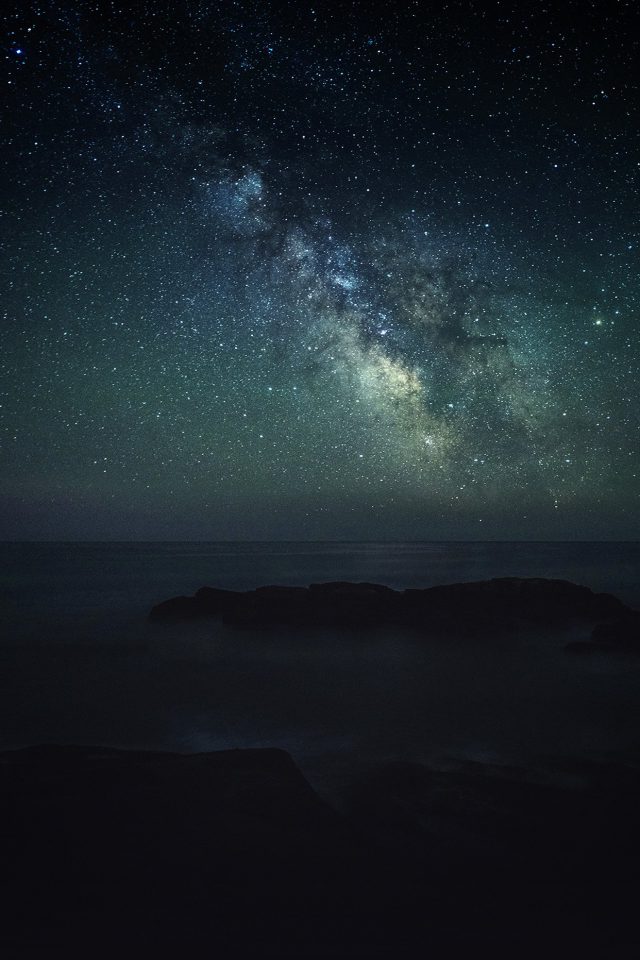 Aurora Star Dark Night Sky Nature Space Android wallpaper