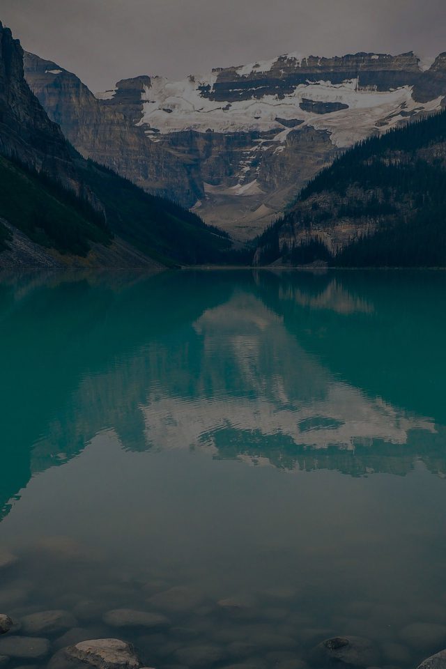Canada Lake Dark Louise Green Water Nature Android wallpaper