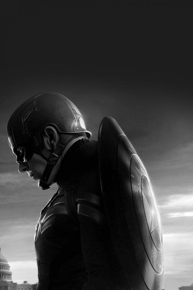 Captain America Sad Hero Film Marvel Dark Bw Android wallpaper