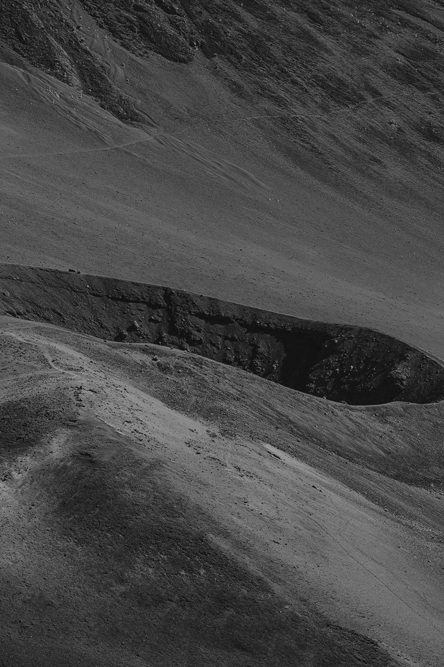 Crater Mountain Dark Bw Nature Android wallpaper