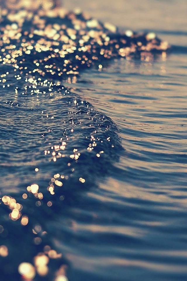Gold Sea Wave Water Sunset Ocean Nature Android wallpaper