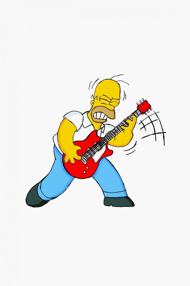 Homer Simpson Music White Illustration Art Android wallpaper