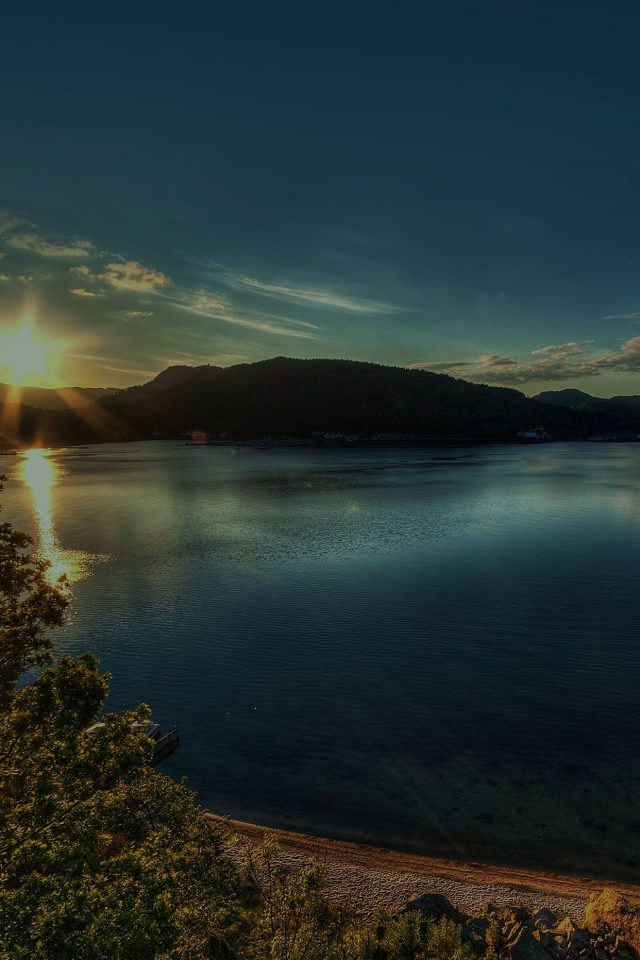 Lake Peace Lazy Sundown Nature Android wallpaper