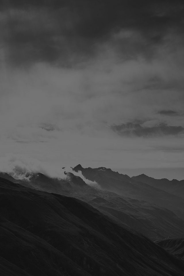 Mountain Art Fog Nature Dark Bw Android wallpaper