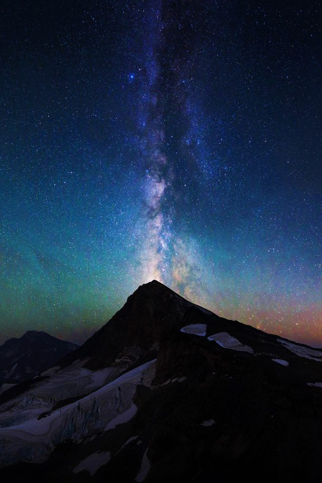 Mountain Aurora Sky Night Star Nature Milky Way Android wallpaper