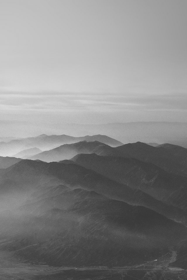 Mountain Fog Nature Dark Bw Gray Sky View Android wallpaper