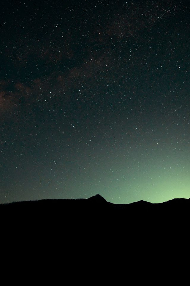 Night Sky Green Wide Mountain Star Shining Nature Android wallpaper