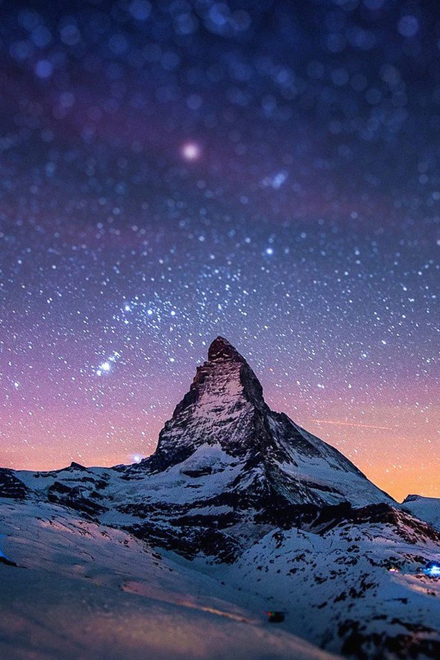 Night Stars Over Moutain Nature Android wallpaper