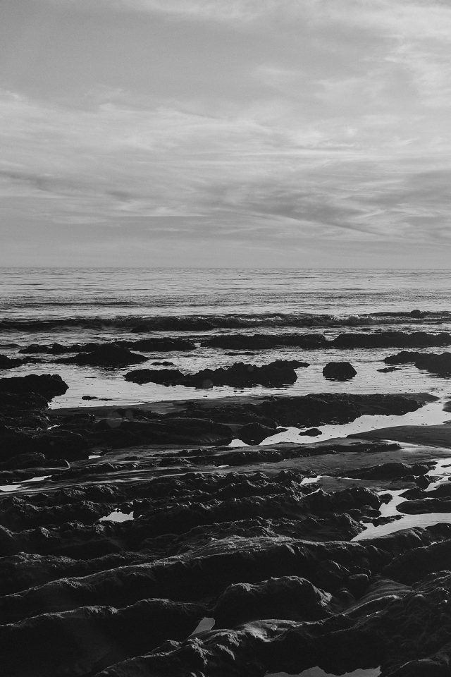 Ocean Sea Water Sky Sunset Afternoon Nature Dark Bw Android wallpaper