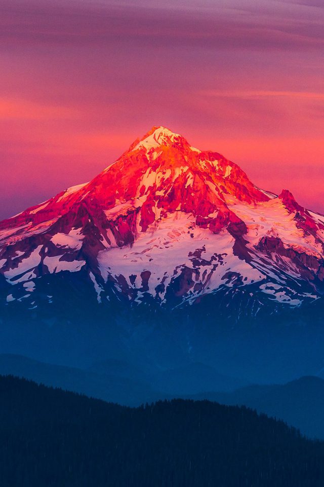 Purple Sunset Snow Mountain Nature Android wallpaper