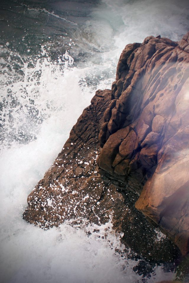 Rock Wave Sea Ocean Nature Blue Flare Vignette Android wallpaper