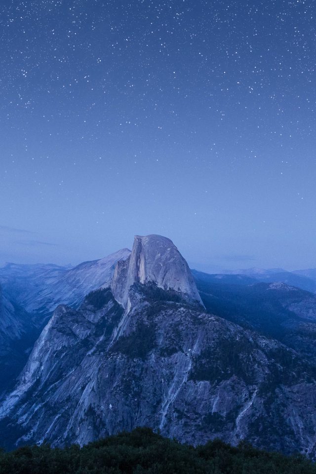 Starry Night Blue Summer Mountain Nature Awesome Android wallpaper
