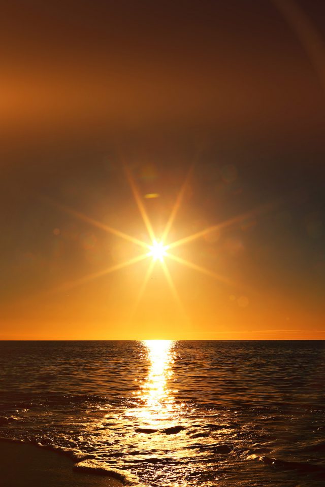 Sunset Beach Sea Nature Sky Flare Android wallpaper