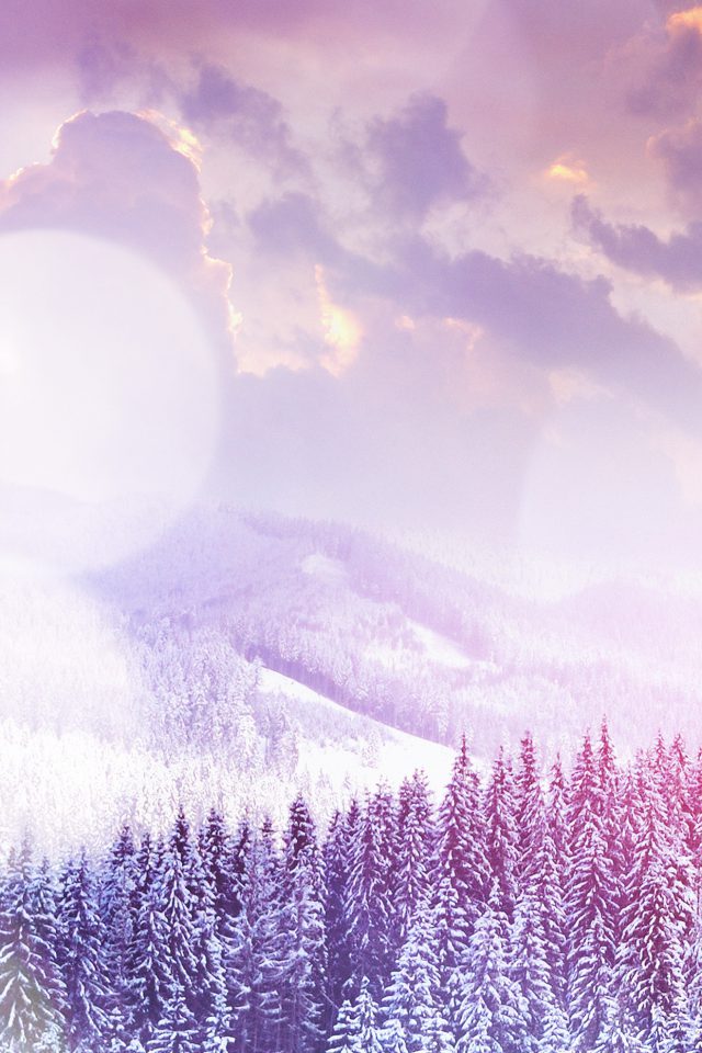 Winter Mountain Snow White Flare Nature Android wallpaper
