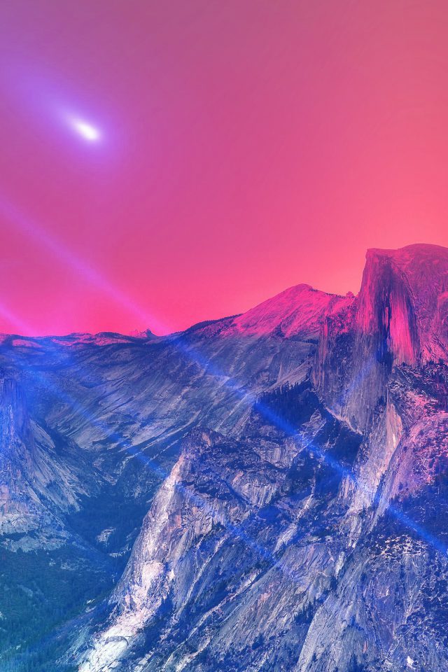 Yosemite Mountain Art Blue Flare Sky Nature Android wallpaper
