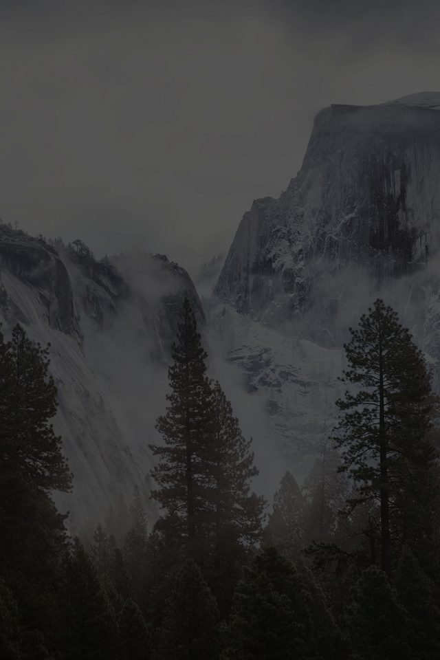 Yosemite Snow Black Mountain Nature Android wallpaper