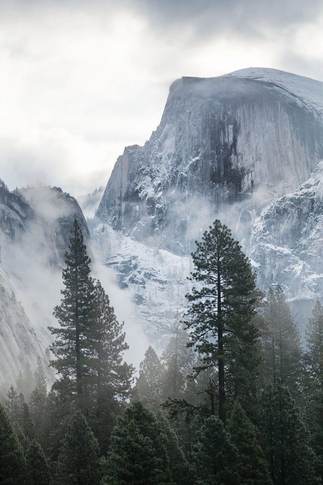 Yosemite Snow Mountain Nature Android wallpaper