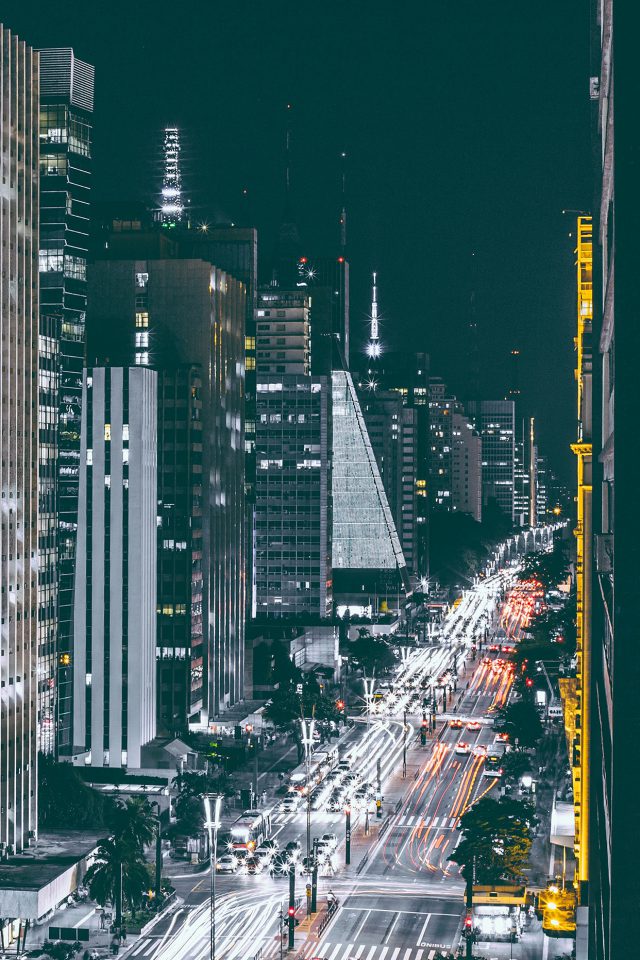 City Night View Urban Street Android wallpaper