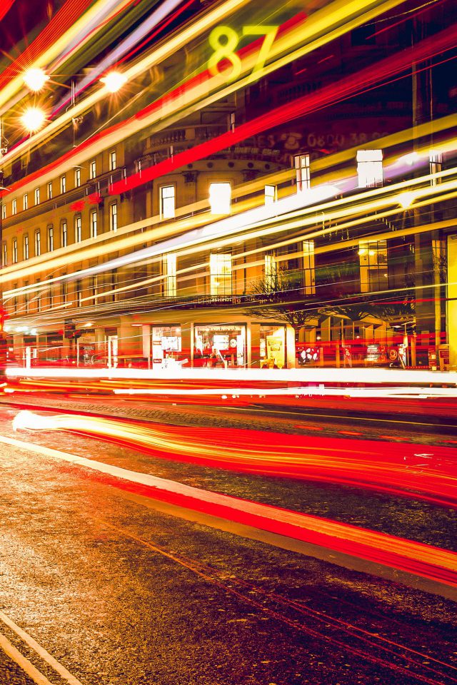 London City Car Lights Night Bokeh Red Android wallpaper