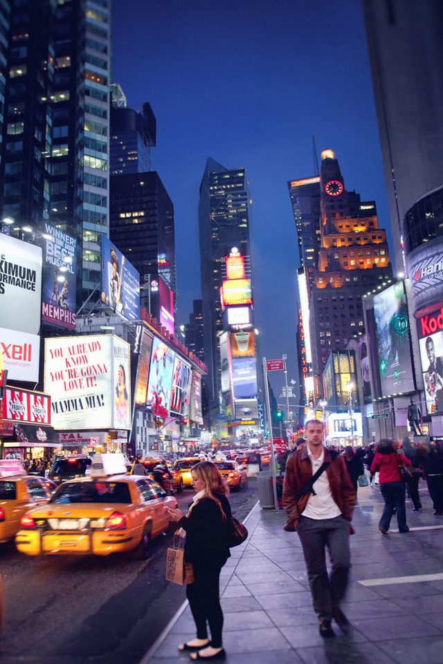 New York Street Night City Android wallpaper