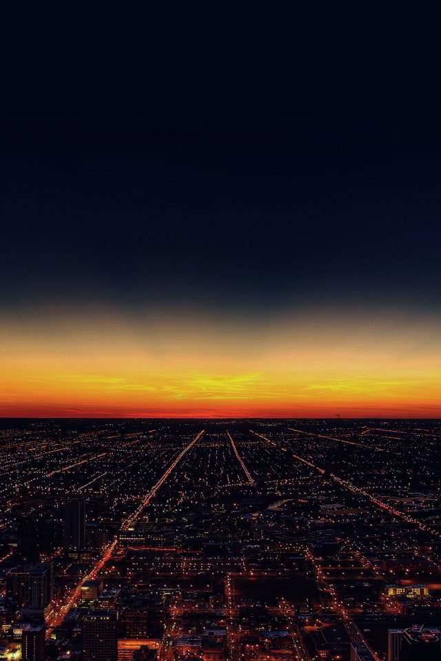 Night Sky Flying Sunset City Android wallpaper