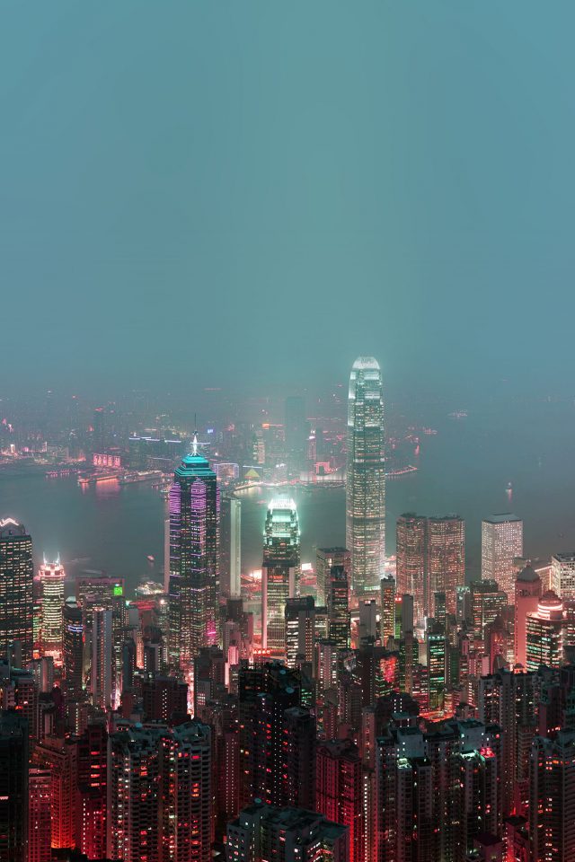 Skyline Hongkong Fire City Night Live Android wallpaper