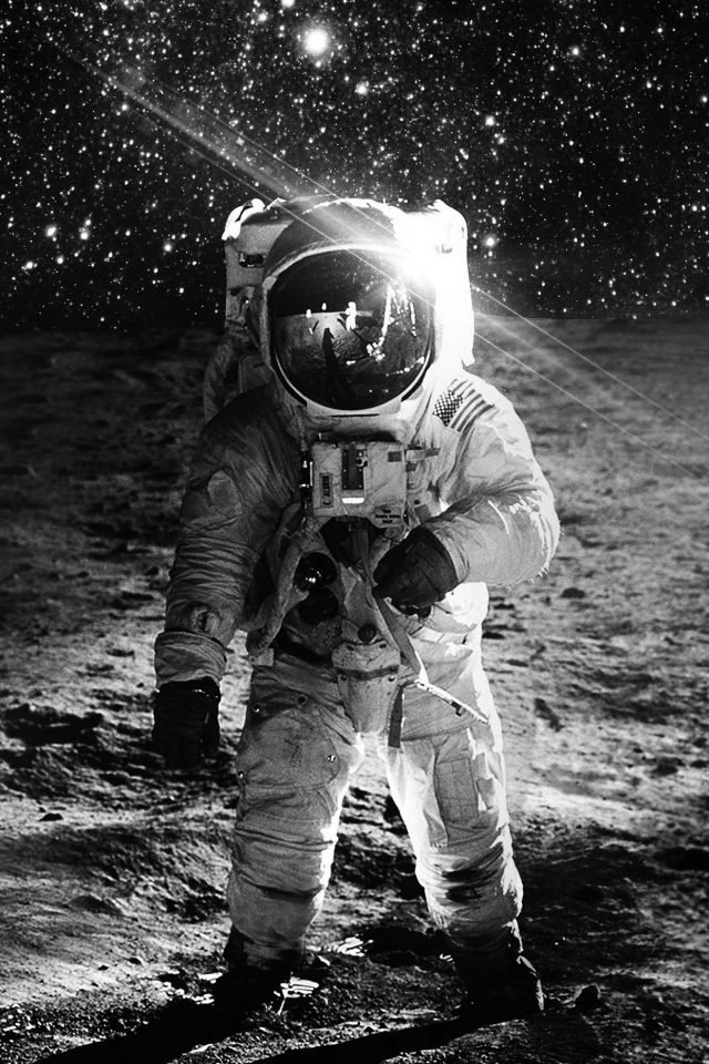 Astronaut Space Art Moon Dark Bw Android wallpaper