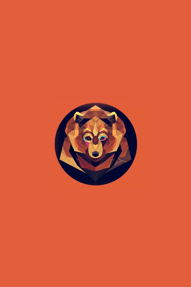 Bear Polygon Art Animal Orange Android wallpaper