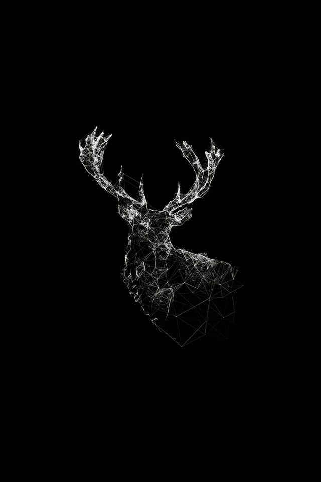 Deer Animal Illust Dark Android wallpaper